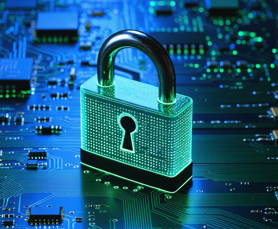 Conceptual visualization of digital data security and encryption protocols