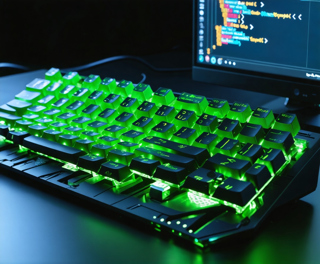 Close-up of a mechanical keyboard with glowing backlight signifying high-end programming work